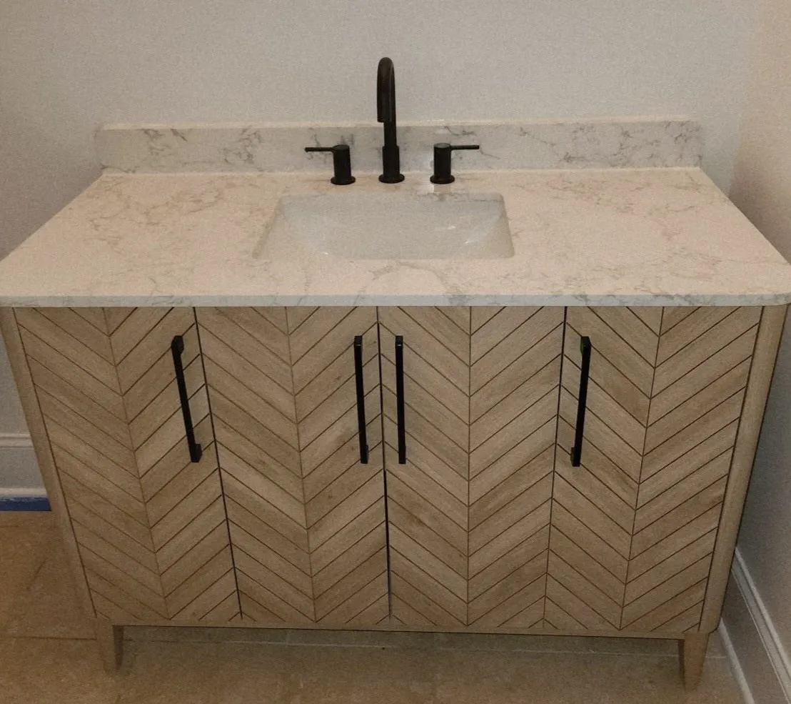Bathroom vanity with black fixtures — Direct Service Plumbing Charlotte NC